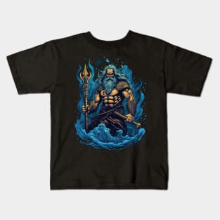 Poseidon the God of the Oceans and Seas Kids T-Shirt